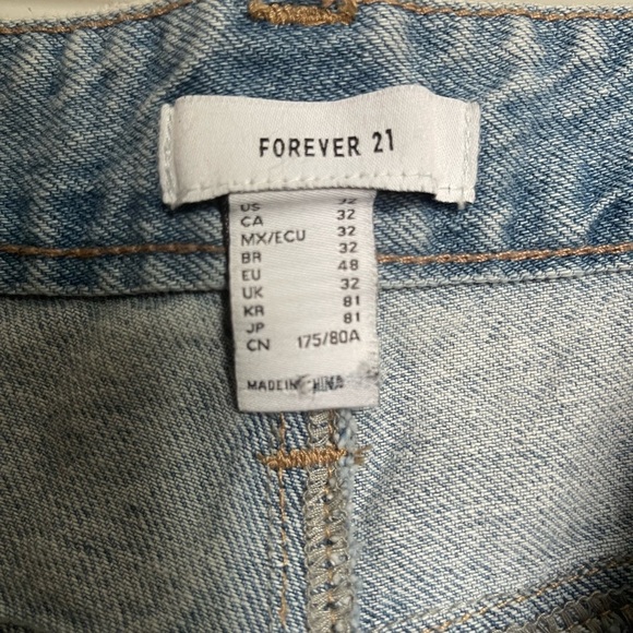 Forever 21 Light Blue Jean Shorts with Pink and Teal Embroidery size 32 NWT - Picture 5 of 8